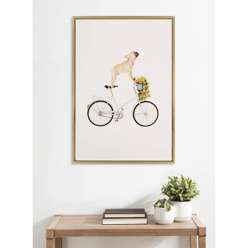 Kate and Laurel Sylvie Frenchie Bulldog Framed Canvas By Amy Peterson