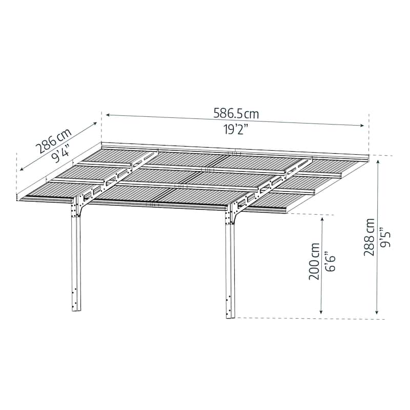 Sydney 10 ft. Wave Single & Double Carport Kit - Black Structure & Corrugated Solar Grey Panels