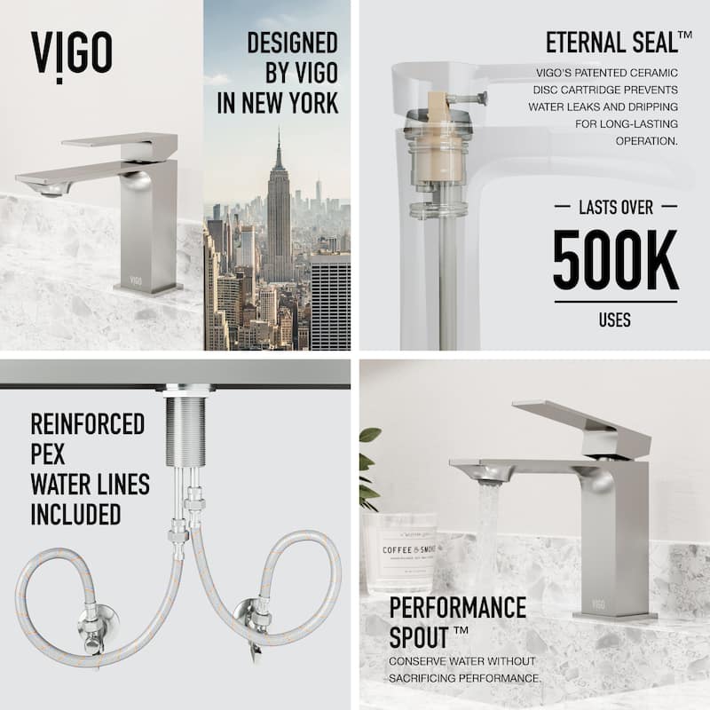 VIGO Dunn 6" H Single Handle Single Hole Bathroom Faucet