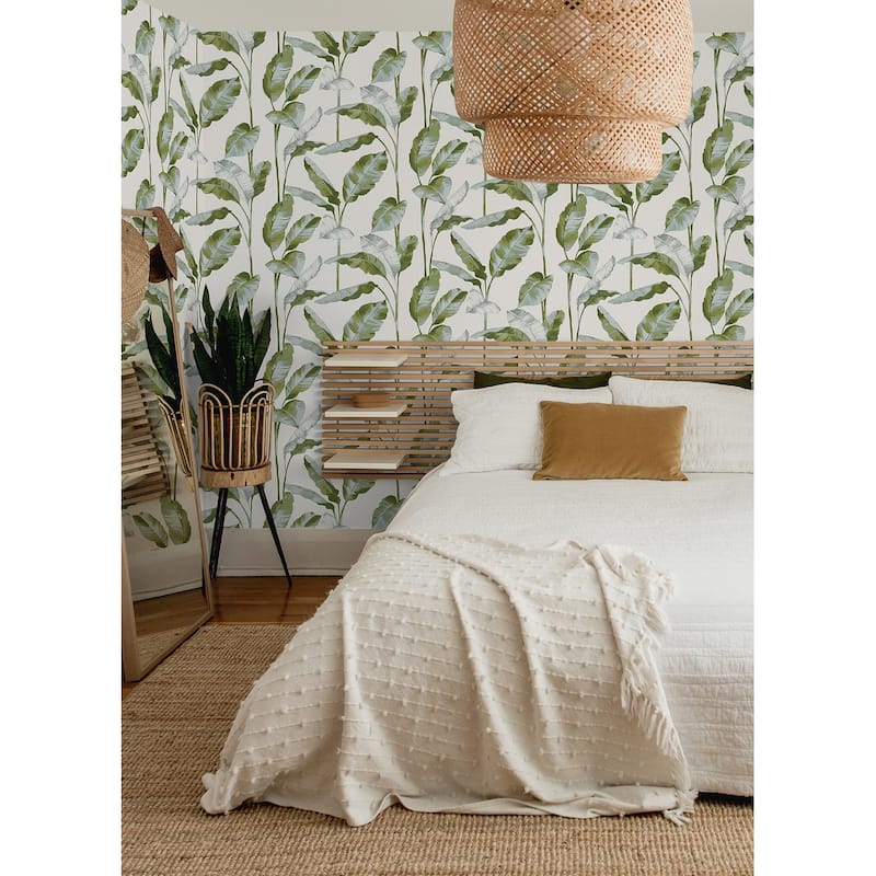 NuWallpaper Banana Leaf Green Peel and Stick Wallpaper