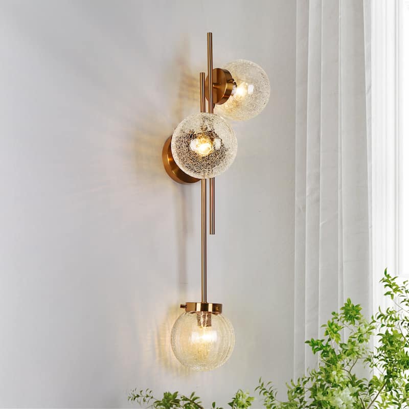 Bola Modern 3-Light Glass Chandelier Wall Sconces Bathroom Vanity Lights - L30.5" x W8" x H12.2"