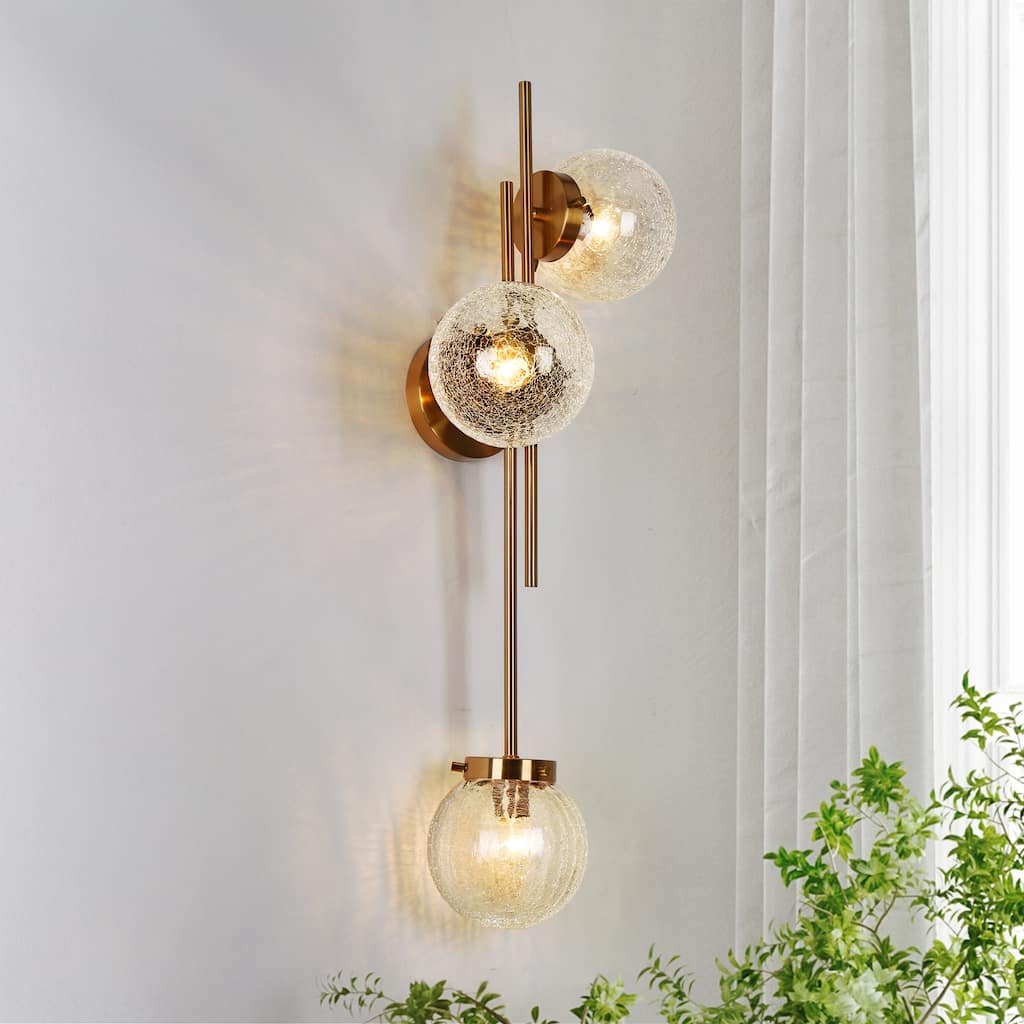 Bola Modern 3-Light Glass Chandelier Wall Sconces Bathroom Vanity Lights - L30.5" x W8" x H12.2"