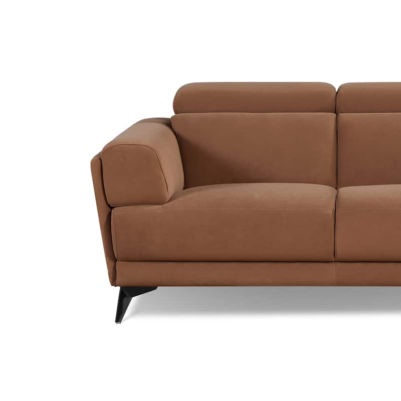 Contemporary Brown Living Room Loveseat with Adjustable Headrest