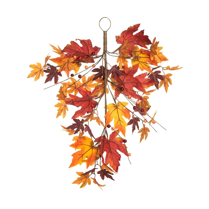 Transpac Artificial 23.62 in. Orange Harvest Changing Seasons Leaves Drop