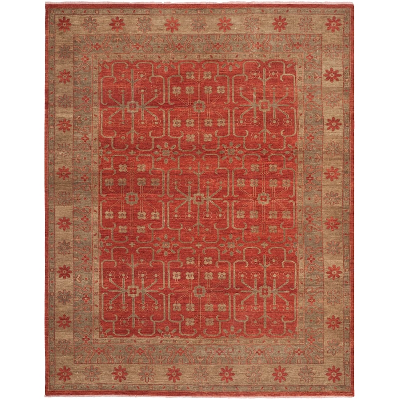 SAFAVIEH Couture Hand-knotted Oushak Sonka Traditional Oriental Wool Rug - 9' x 12' - Red