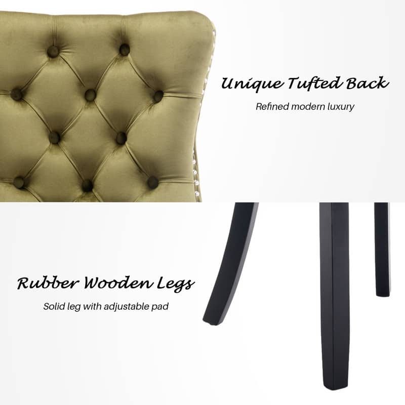 High-end Tufted Velvet Upholstered Nailhead Dining Chair Set of 6