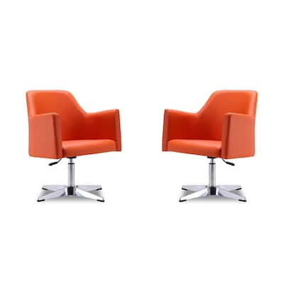 Manhattan Comfort Pelo Chrome Faux Leather Adjustable Height Swivel Accent Chair (Set of 2)