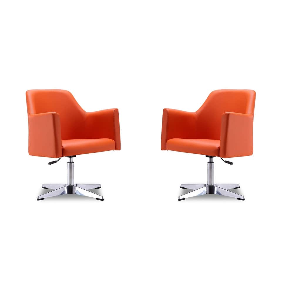 Manhattan Comfort Pelo Chrome Faux Leather Adjustable Height Swivel Accent Chair (Set of 2)