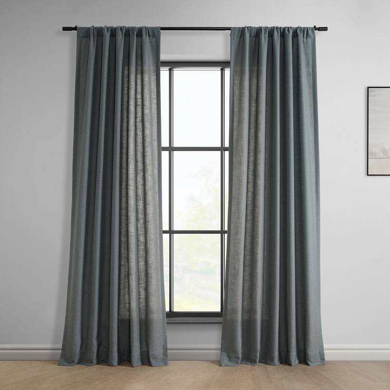 Exclusive Fabrics Classic Faux Linen Curtain (1 Panel) - 50 X 84 - Dark Grey