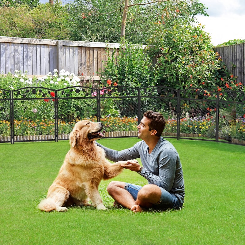 Metal Garden Fence 5 Panels Decor Dog Playpen Fences Animal Barrier
