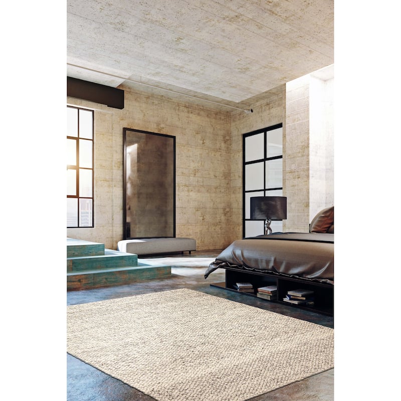 ECARPETGALLERY Braid weave Sienna Cream Wool Rug - 5'6 x 7'6