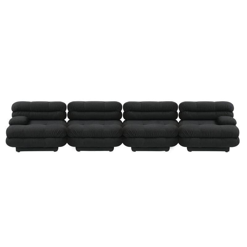 Large Teddy Velvet Fabric 4-pieces Modular Sectional sofa