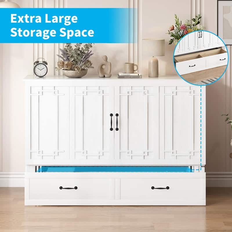 Mixoy Queen Size Murphy Bed with Mattress,Foldable Space-Saving Cube Cabinet Bed