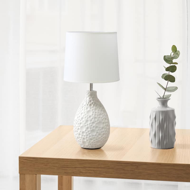 14.17" Textured Tear Drop TableLamp with White Fabric Shade