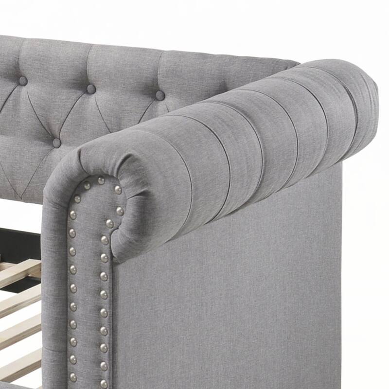 Smoke Gray Fabric Daybed with Trundle (Twin)