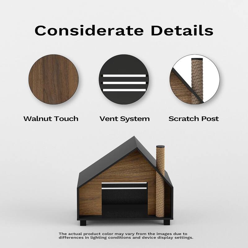 Roomfitters Wooden Cat House Outdoor Indoor, Durable Pet House for Cats, Cat Lodge, Animals Cat House with Air Vents
