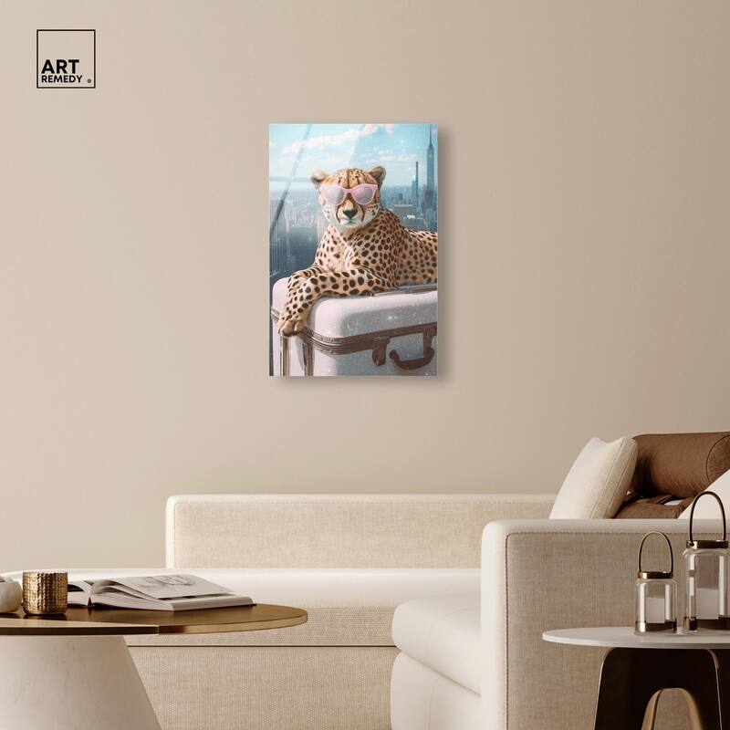 Cheetah Luggage NYC Acrylic by Art Remedy, Ready to Hang