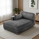 preview thumbnail 59 of 150, 42" W Plush Corduroy Upholstered Chaise Lounge Sleeper for Living