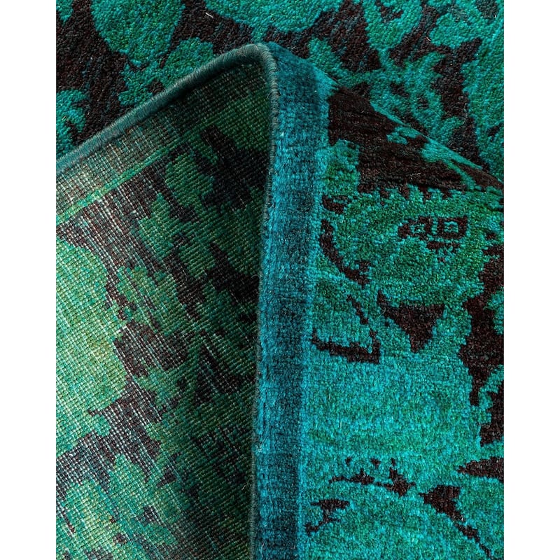 Overton Hand Knotted Wool Vintage Inspired Modern Contemporary Overdyed Blue Area Rug - 2' 8" x 5' 9"