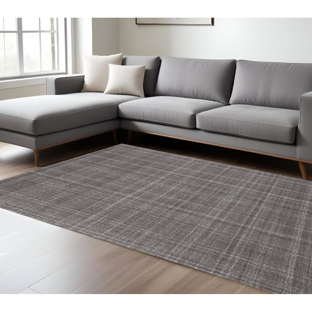 HomeRoots Plaid Transitional Rectangle Area Rug