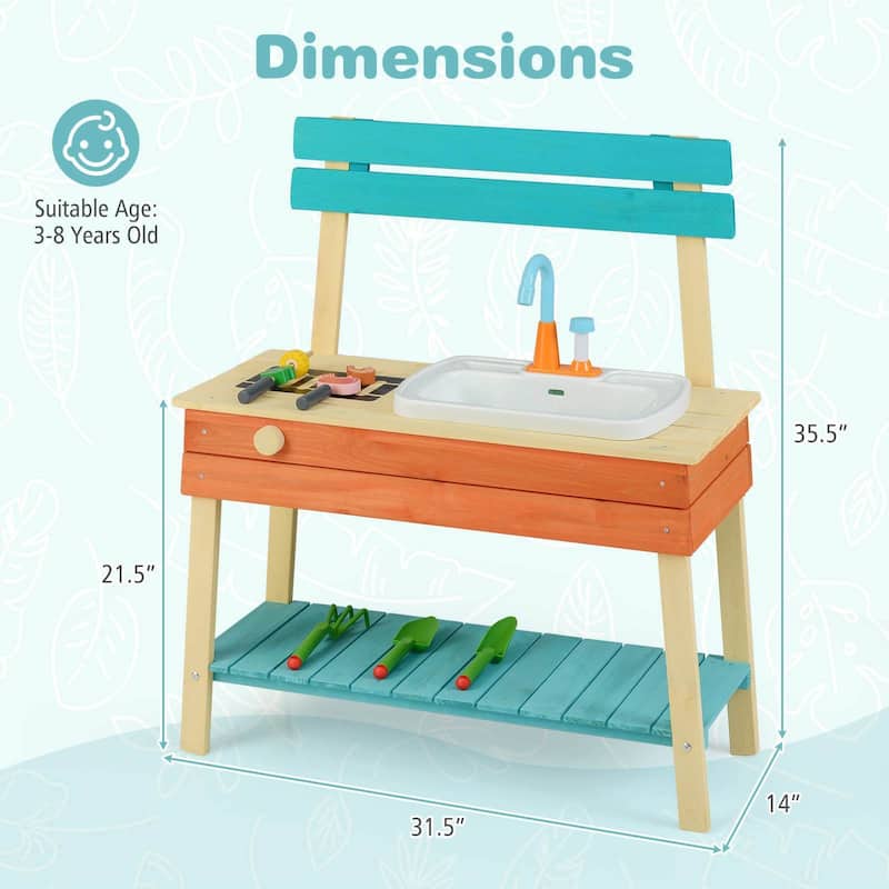 Costway Play Kitchen for Kids Wooden Toy Kitchen Playset with Wood - See Details