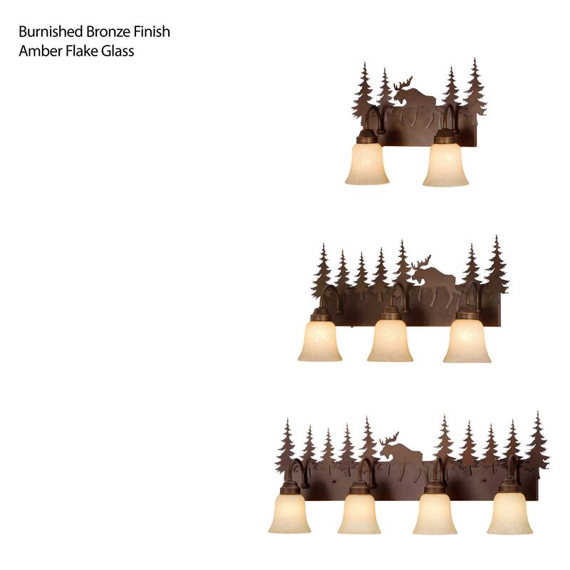 Yellowstone 2 Light Bronze Rustic Moose Bathroom Vanity Fixture - 16.75-in W x 13.75-in H x 7.75-in D