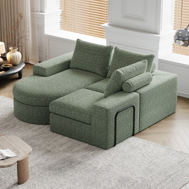 99" Chenille Cloud Curved Sectional Sofa with Deep Seats