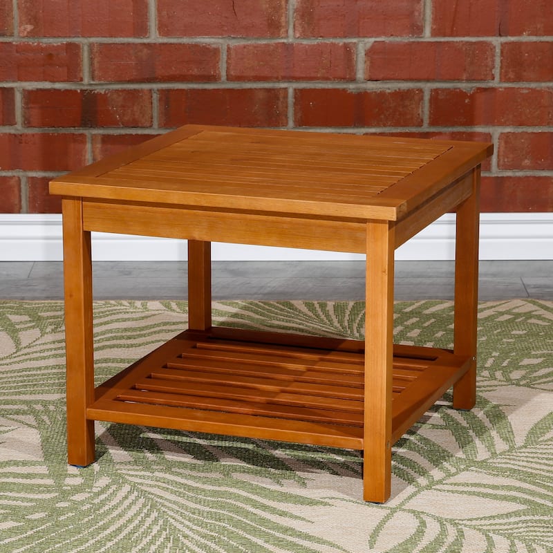 DTY Outdoor Living Longs Peak Eucalyptus 2-Shelf Side Table, Natural Oil