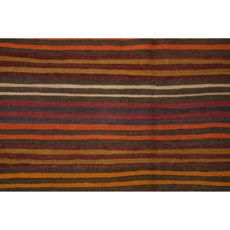 Hand Woven Oriental 100% Wool Carpet Southwestern Geometric Multi-Colored Kilim Area Rug - 9' 7'' X 4' 7''