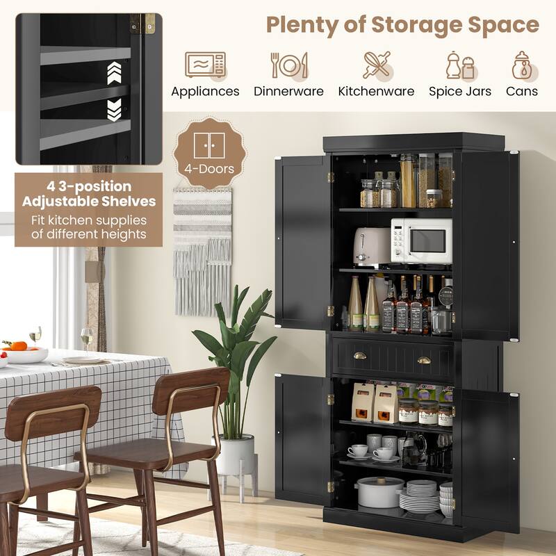 Gymax 72'' Kitchen Pantry Storage Cabinet Tall Freestanding Cupboard - See Details
