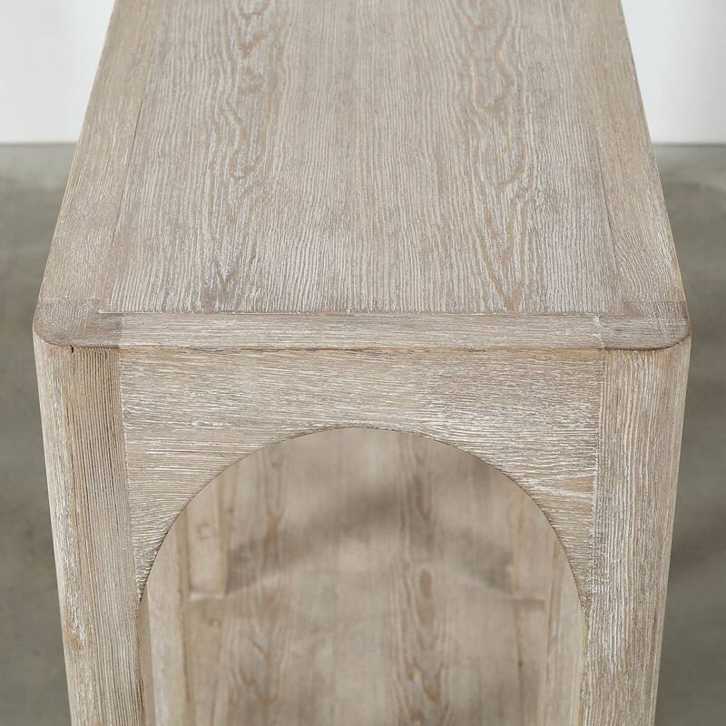 Ming Arch Console Table Whitewash 59x14x32H