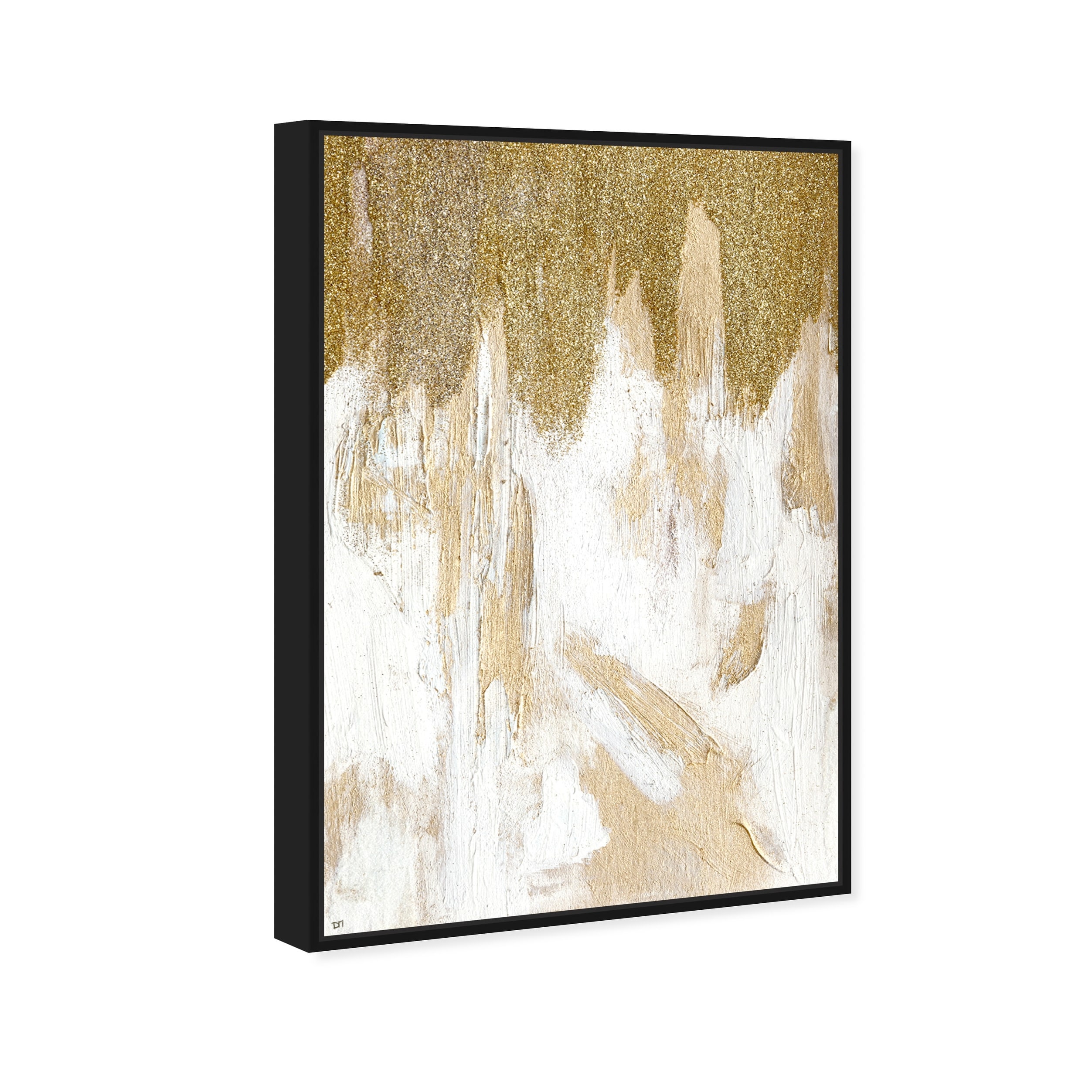 Oliver Gal 'Oro' Abstract Wall Art Framed Canvas Print Paint - Gold, White  - On Sale - Bed Bath & Beyond - 31794716