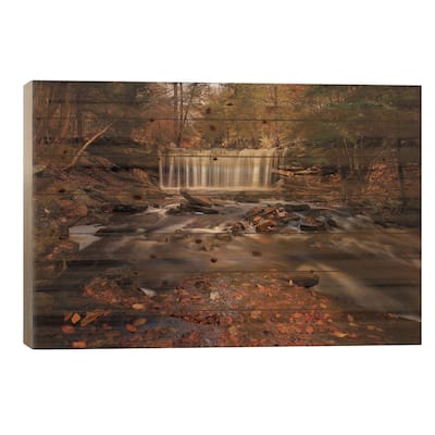 Rushing Water Print On Wood by Natalie Mikaels - Multi-Color