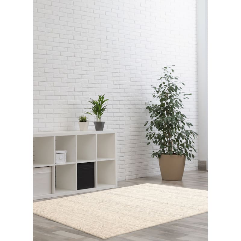 ECARPETGALLERY Braid weave Sienna Cream Wool Rug - 5'2 x 7'6