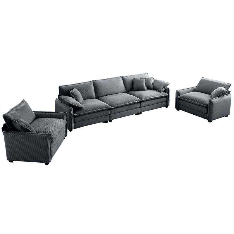 3+1+1 Seater Ergonomic Modular Sectional Sofa Set with Pillows