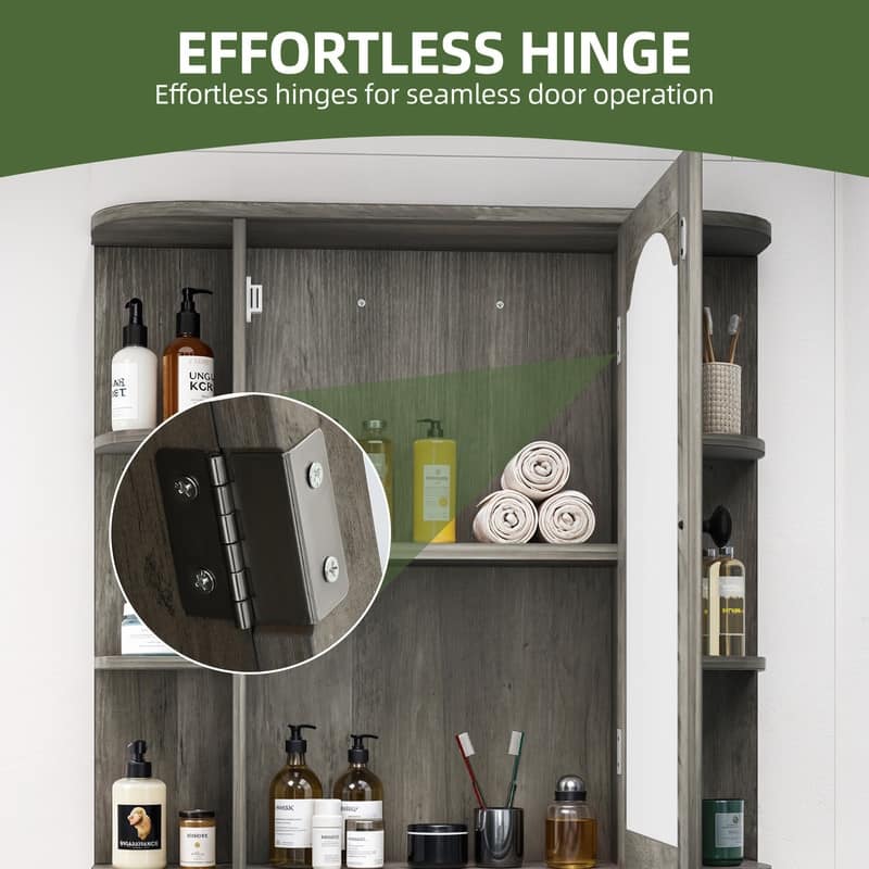 Wall Mounted Bathroom Medicine Cabinet with Mirror Door and Removable Shelf