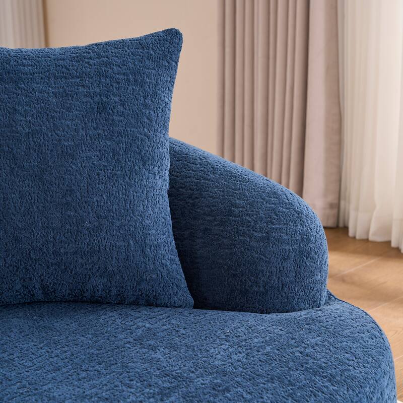 Modern Chenille L-Shaped Modular Sectional Sofa with Curved Chaise and 4 Pillows for Living Room