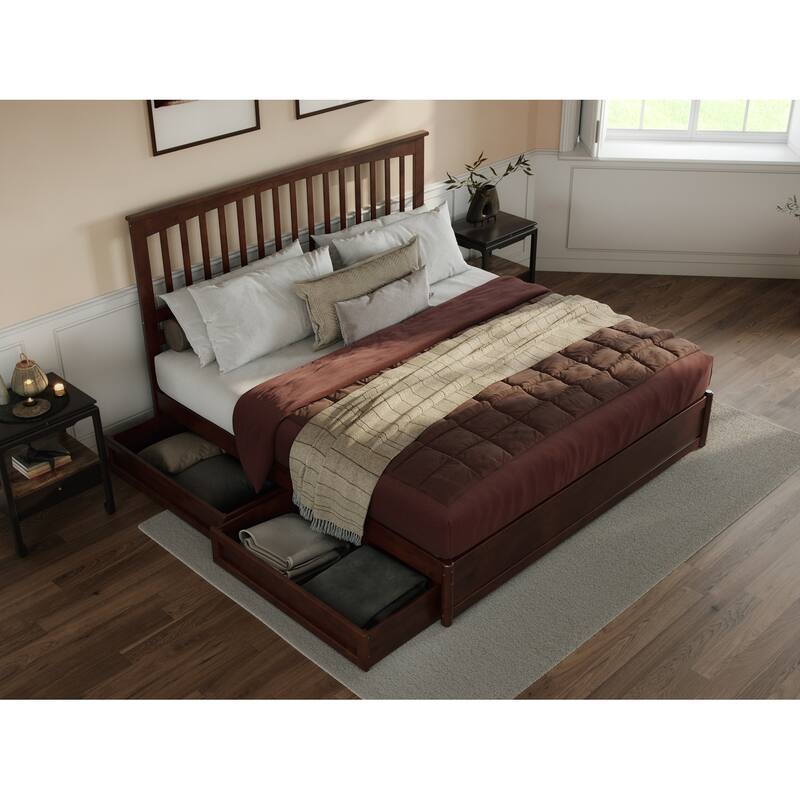 Everett Platform Bed with Panel Footboard and Storage Drawers