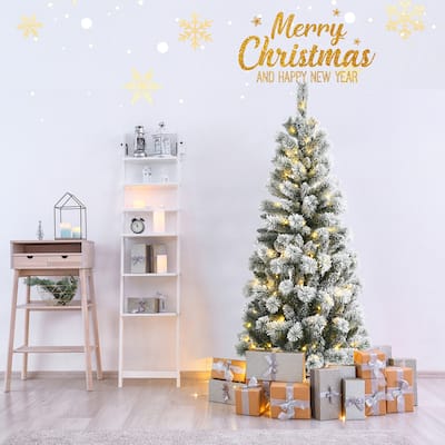 Pre lit Snow Flocked Christmas Tree Hinged Artificial Pine Tree
