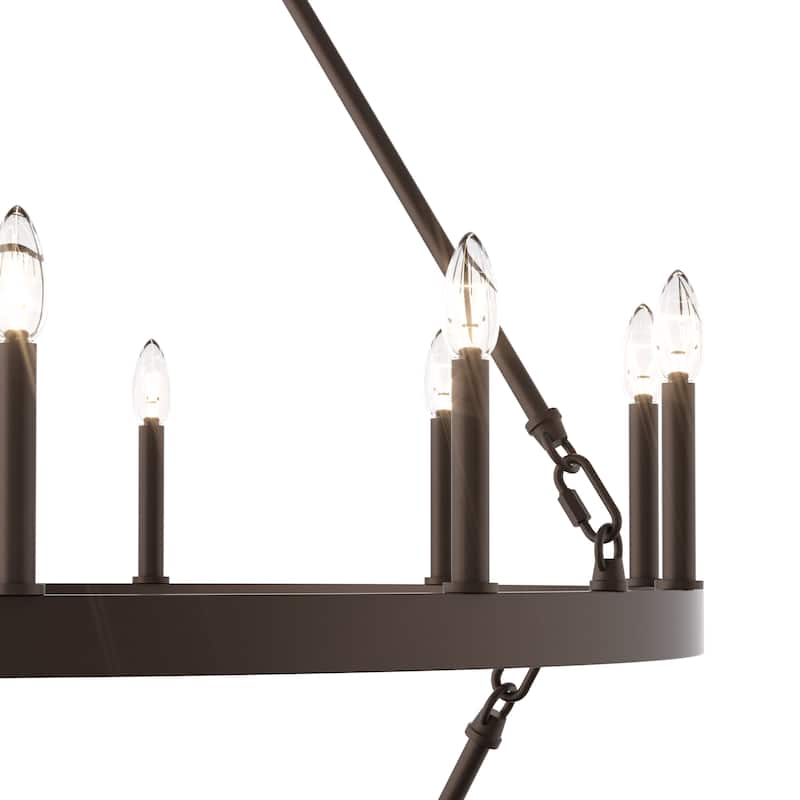 Acroma 20-light Modern Farmhouse 40In Round Wagon Wheel Chandelier with UL