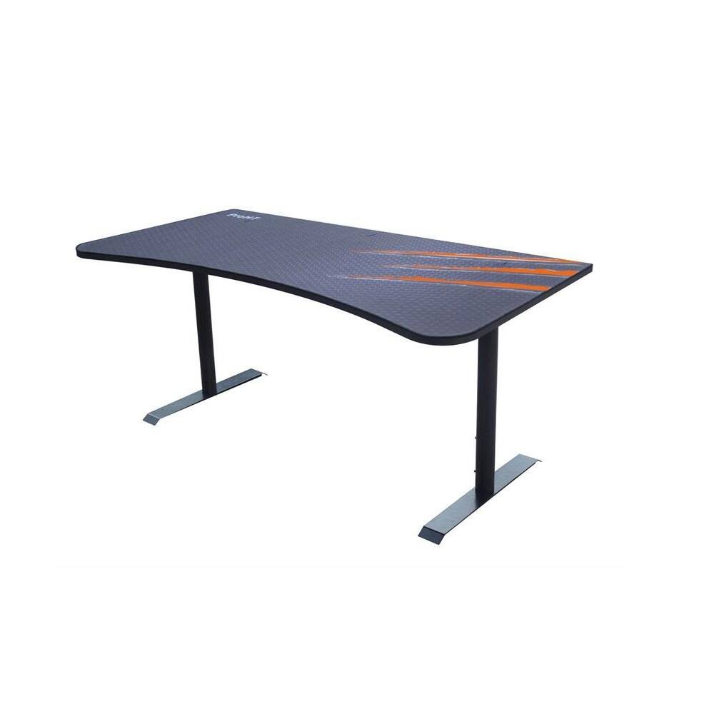 ProHT 63 in. Rectangular Black/Orange Computer Desk with Adjustable Height Feature