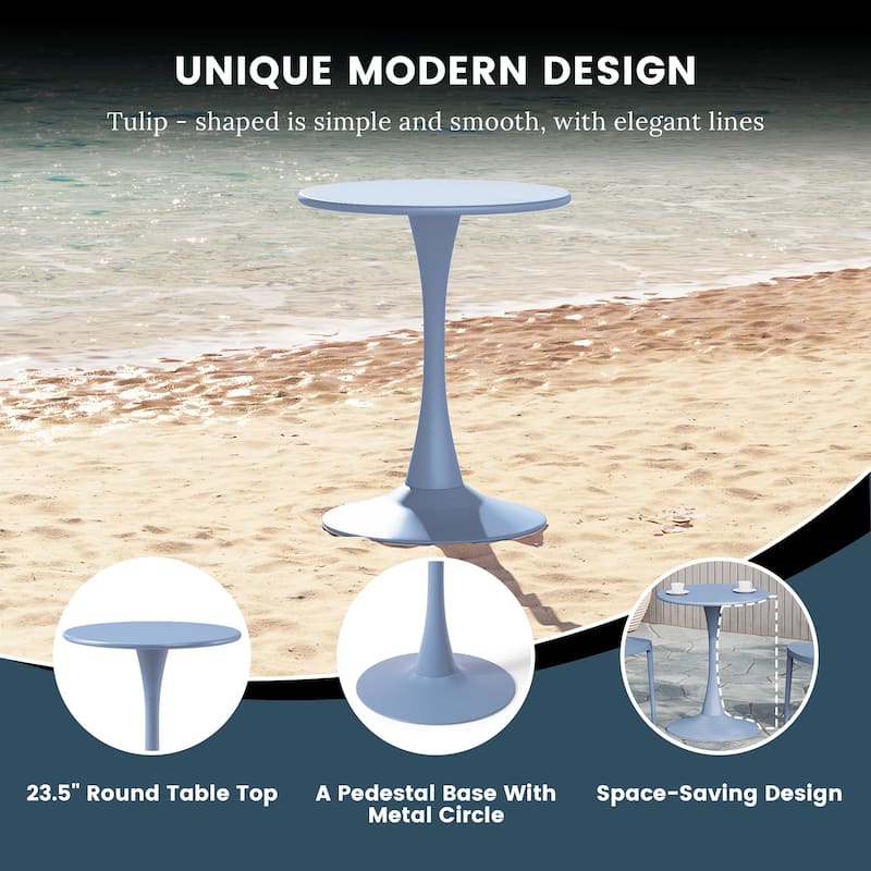 Frond and Form 23.5 Inch Outdoor Steel Dining Table