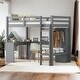 preview thumbnail 1 of 9, Twin Size Loft Bed with L-Shaped Desk and Headboards, Wood Frame Wardrobe and Storage Shelves,Grey Grey - Twin