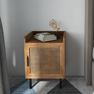 COZAYH Rustic Farmhouse Nightstand with 2 USB Ports