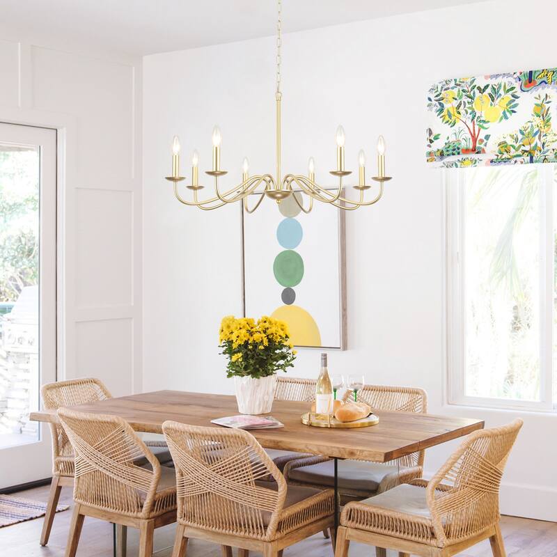 8-Light 30.7 in. Farmhouse Chandeliers for Bedroom Living Room Study