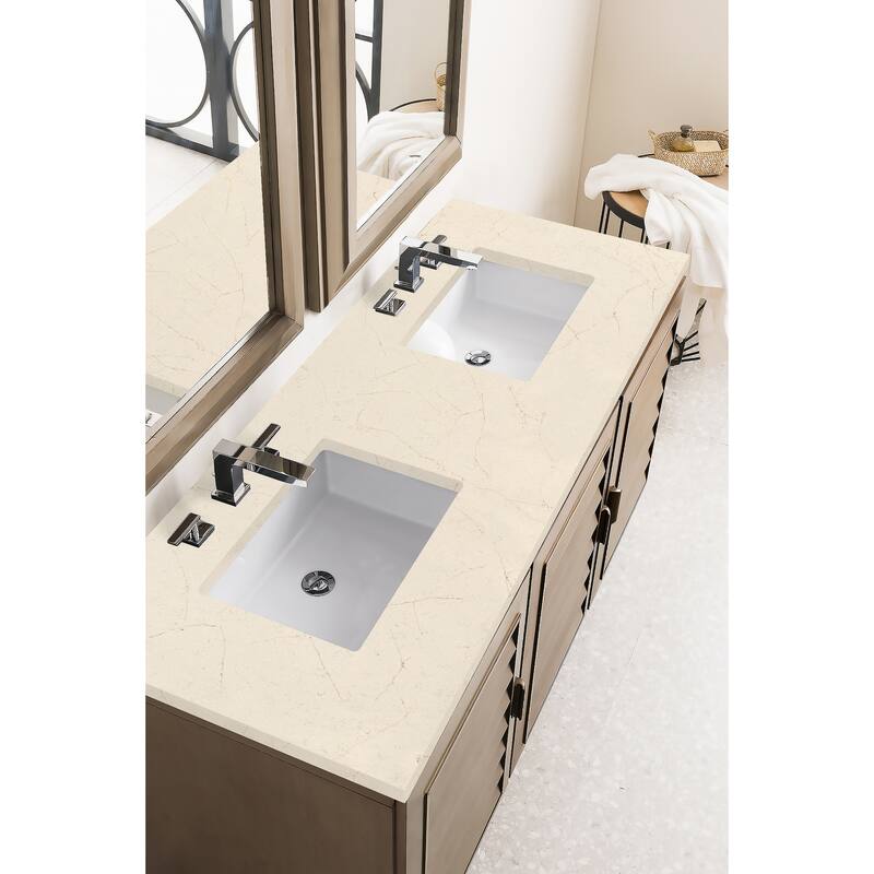 James Martin Vanities Portland 60" Double Vanity, Whitewashed Walnut - Eternal Marfil Quartz