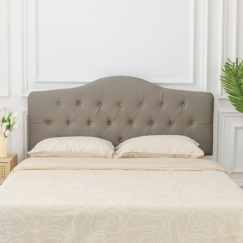 Adeco Camelback PU Leather Headboard Tufted Upholstered Headboard for Queen Bed