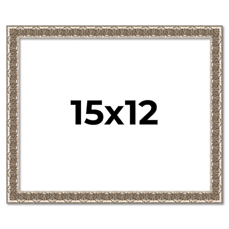 15x12 Frame Silver Versailles Ornate Solid Wood Picture Frame | 1 Inch