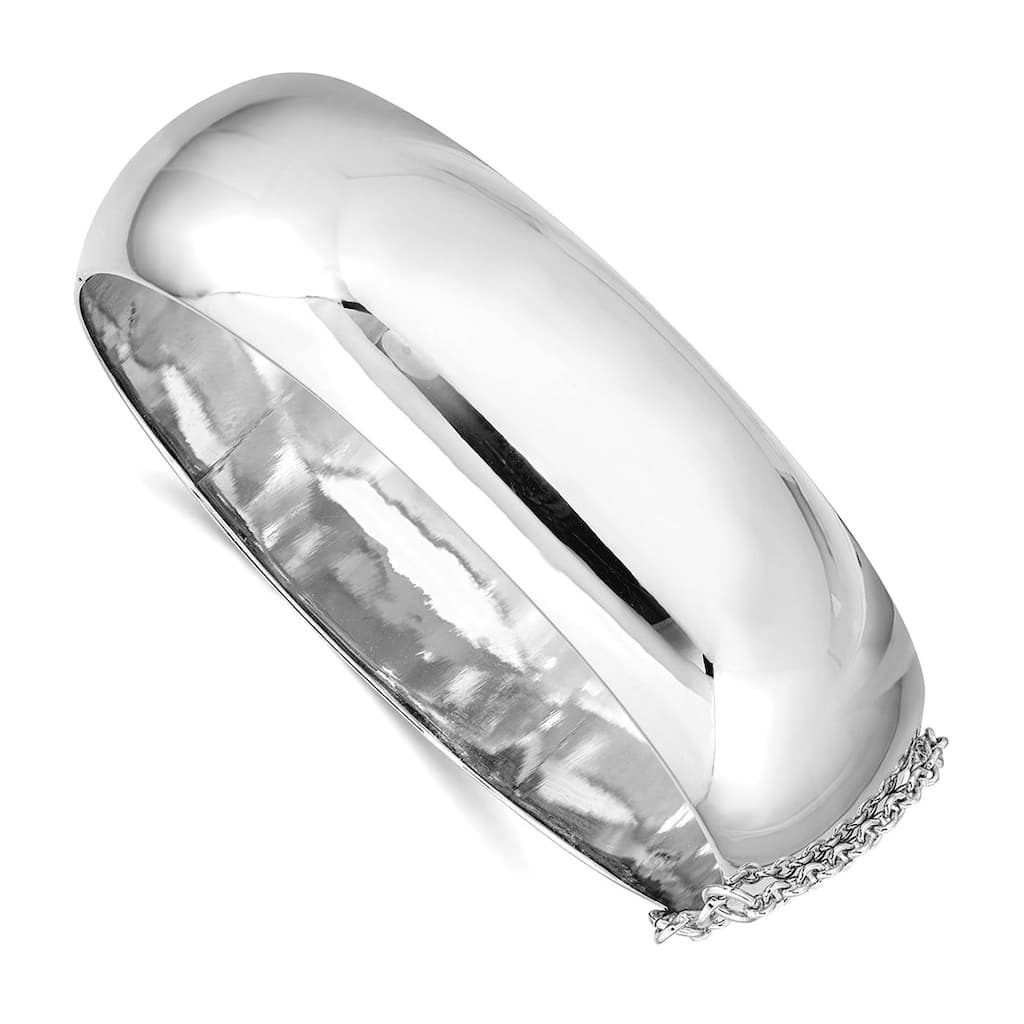 Curata 925 Sterling Silver 7.25" High Polish Hinged Bangle Bracelet - 5mm 9mm 12mm 15mm 20mm