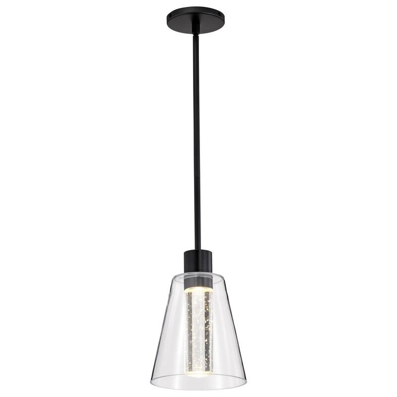 Aura 7 Inch LED Pendant Matte Black K9 Bubble Crystal 3000K CCT - Matte Black